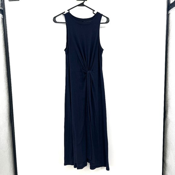 Gap Navy Blue Cotton Knot Front Maxi Dress Women's Small Petite - Picture 1 of 6